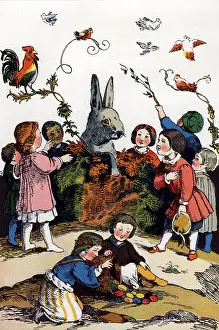 Pocci: festivity, Easter, Easter bunny with children