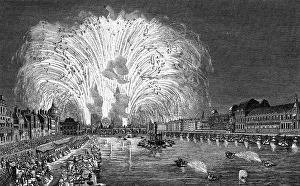 Neuf: festivity, fireworks, firework, Pont Neuf, Paris