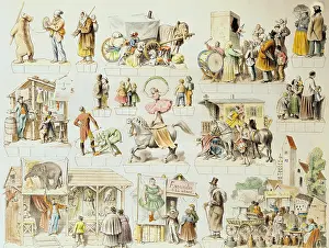 Booths: festivity, kermesse, sheet of pictures