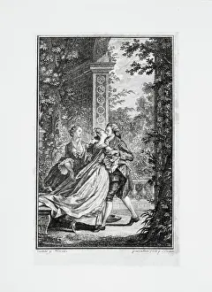 Arbour: Fete galante, Versailles, engraving