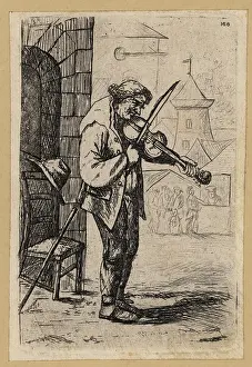 Master Painter: Fiddler playing on a street corner, 18th century