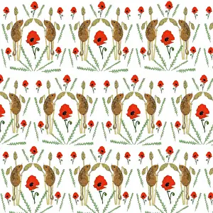 Wheat: Field mice and poppies repeating pattern