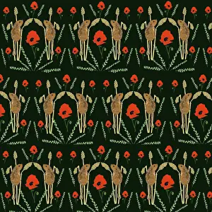 Wheat: Field mice and poppies repeating pattern