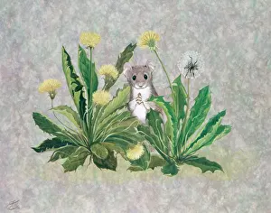 Dandelions: Field mouse with dandelions