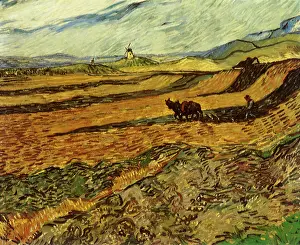 Ploughman: Field with Ploughman and Mill, by Van Gogh