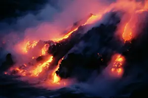 Streaming: Fiery Lava Streaming Into Ocean Hawaii