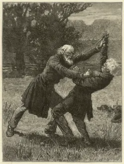 Ensues: A fight between two elderly gentlemen ensues