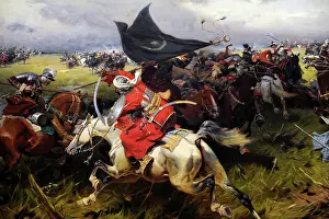 Krakow: Fight for a Turkish Standard, c.1905, by Jozef Brandt (1841-