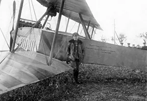 Missions: Fighter pilot next to his plane, 1914