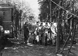 Airbase: Fighter pilots at a briefing in the forest, 1939
