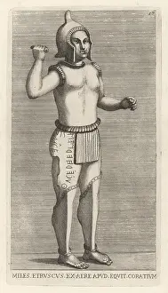 Greaves: Figure of an Etruscan warrior, perhaps Halaesus