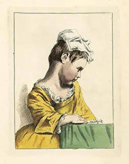 Old Master: Figure of a girl in linen cap at a table