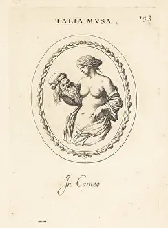Thalia: Figure of Thalia, Greek muse of comedy, with a mask