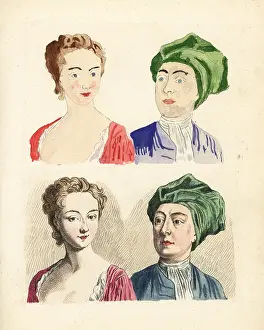 Robert Sayer: Figures from an 18th century colouring book