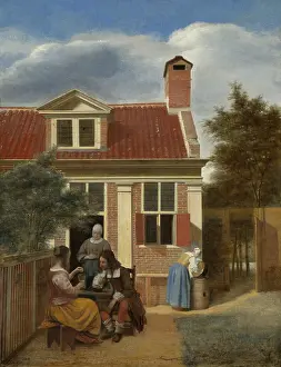 Hooch: Figures in a Courtyard Behind a House