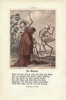 Holbeins: Two figures of Death, one with a stickado