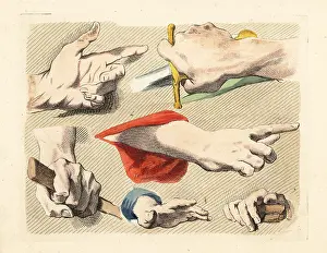 Robert Sayer: Figures of male fingers, hands, gestures, with