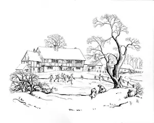 Villager: Figures Skating on a Pond ? with village