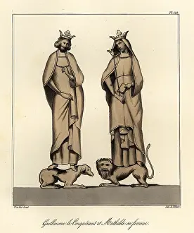 11th Century: Figures of William the Conqueror and wife Matilda
