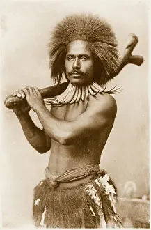 Brushed: Fijian Man with war club