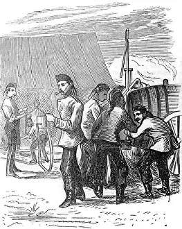 Canteens: Filling water canteens, 1872