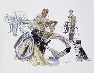 Saddler: Filling working horse collars