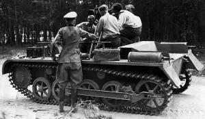 Assistants: Film camera on a Panzer I, 1936