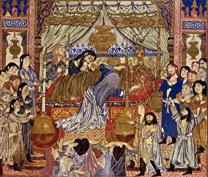 1330: fine arts, islamic art, Persia, miniature, catafalque