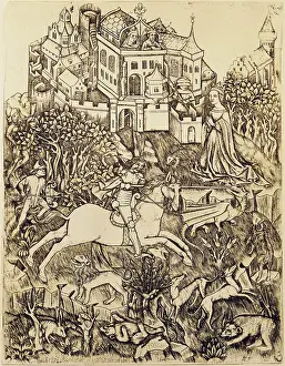 Heilige: fine arts, Middle Ages, copper engraving, Der