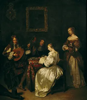 Netscher: fine arts, Netscher, Caspar, (1639 - 1684), painting