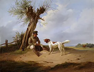Faithfulness: fine arts, Schulz, painting, the hunter and his