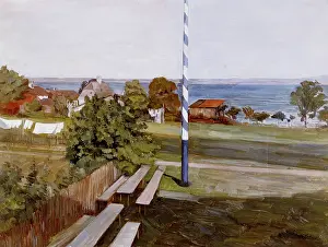 Clothesline: fine arts, Truebner, Wilhelm (1851 - 1917), painting