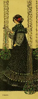 Delicately: Finely dressed lady with a book