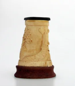 Foliate: Finely hand-carved bone ornament by German Internee