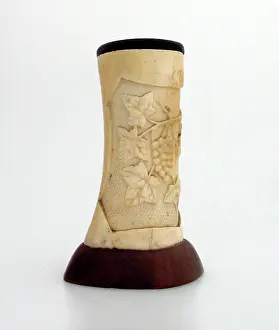 Foliate: Finely hand-carved bone ornament by German Internee