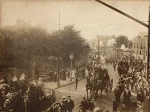 London Fire Brigade: Fire Brigade crews in procession with banners