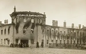 Fire damaged Litovsky Barracks in Petrograd
