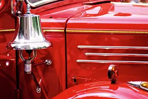 Responders: Fire Engine Close-Up Detail of Antique Fire Truck with Bell