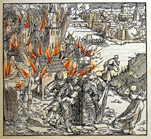 Vaterland: fire, fires, citizen escaping from burning town