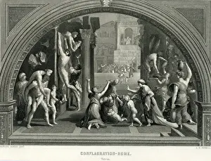 Borgo: fire, fires, the fire in the Borgo, Rome, 847