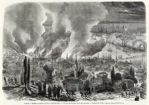 Conflagration: Fire in Istanbul, Turkey 1870