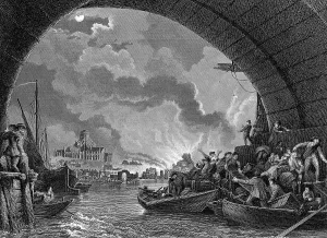 Pauls: Fire of London - 1666. Old St Paul's, destroyed
