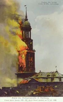 Aflame: Fire at the Michaeliskirche, Hamburg, Germany