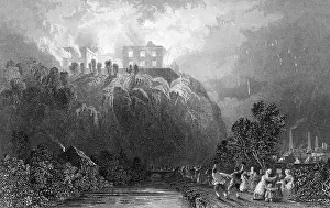 Slums: Fire at Nottingham Castle - burnt by rioters