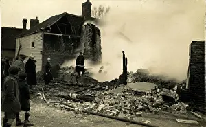 Lees: Fire at Orpin's Stores, Brabourne Lees, Ashford, England