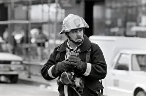 Leak: Fire services fireman responds to a gas leak