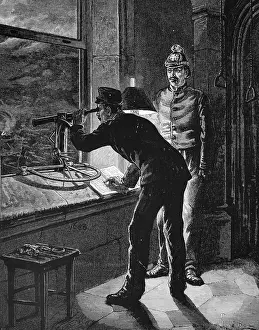 Telescope: Fire watchers in Vienna using a telescope mounted
