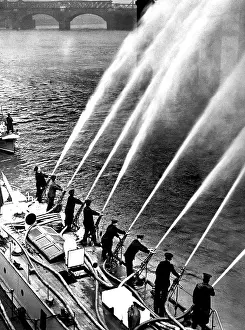Fireboat: Fireboat Massey Shaw with eight hoses pumping