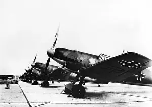 Fired: Fired hunting aircraft in front of workshops