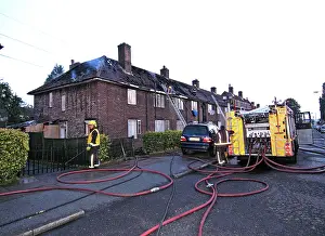 Farmstead: Firefighers at the scene of a house fire, SE London